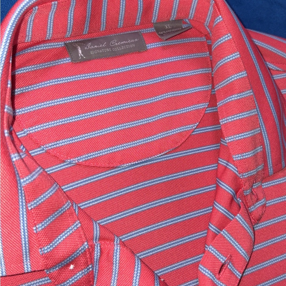 Daniel Cremieux Red Polo with Blue & White Stripes